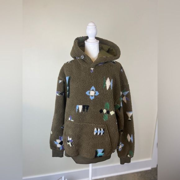 Scotch & Soda Jacquard Sherpa Pop-Over Hoodie Sweatshirt In Military Gre… - Picture 4 of 14